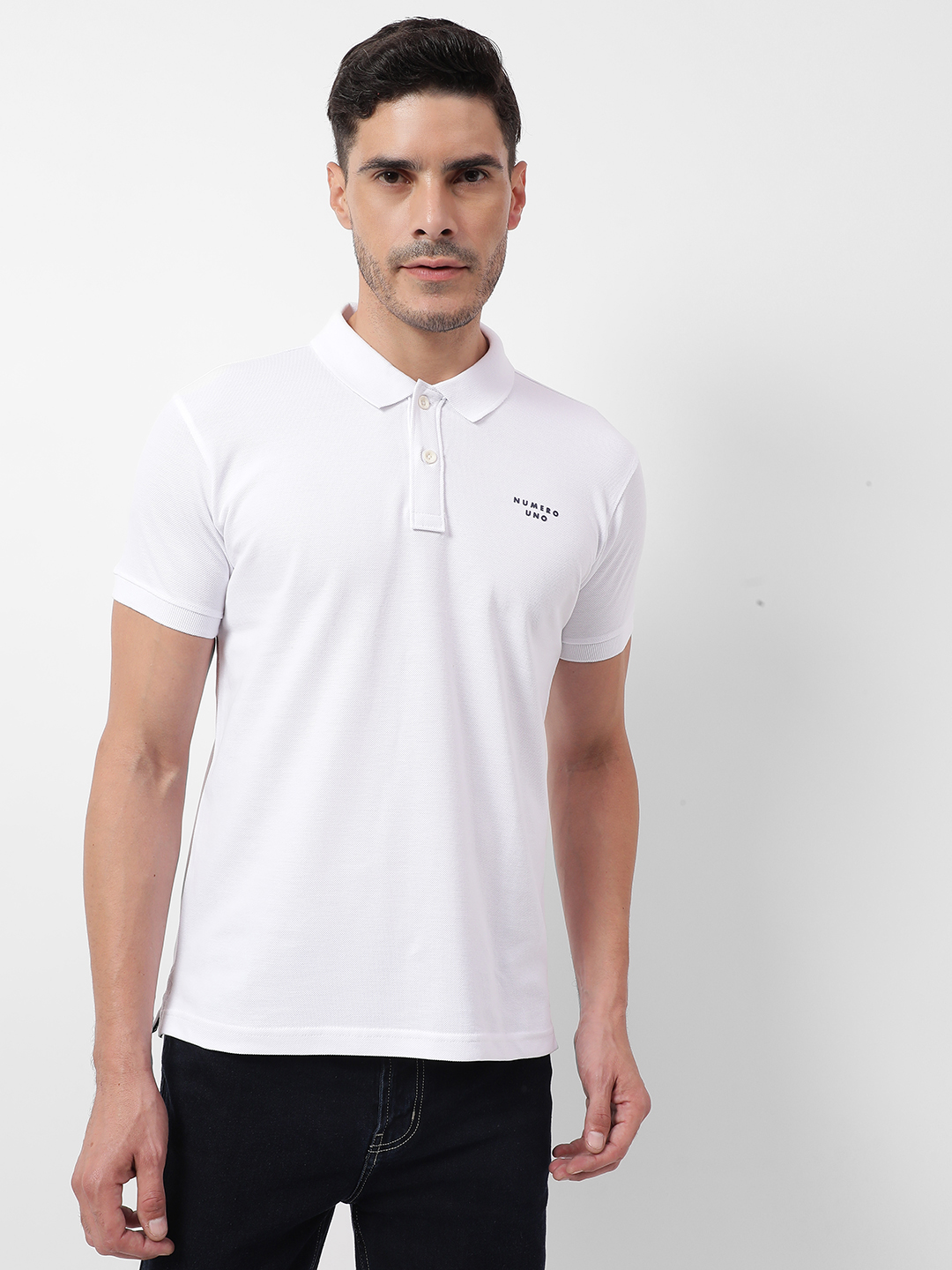 Numero Uno Men Solid White T-Shirt
